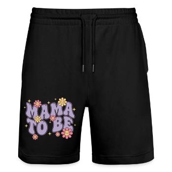 Gender Reveal Mama To Be Baby Shower Mom Dad - Stanley/Stella Trainer Unisex Organic Jogging Shorts - black - Front - Nik (191cm) & Marisol (170cm)