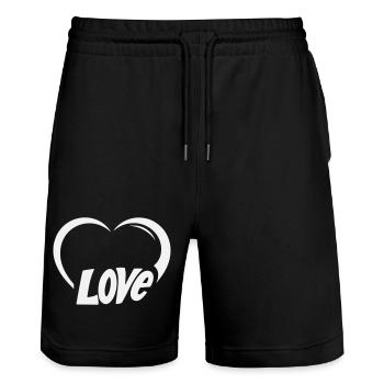 Heart Love Lettering - Stanley/Stella Trainer Unisex Organic Jogging Shorts - black - Front - Nik (191cm) & Marisol (170cm)