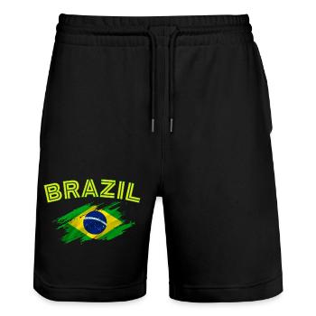 Brasil Flag Brazil Kids Womens Mens Retro Brazil - Short de jogging bio TRAINER Stanley/Stella unisexe - noir - Devant - Nik (191cm) & Marisol (170cm)