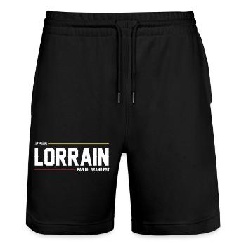 Je Suis Lorrain Pas Du Grand Est T-Shirt Cadeau... - Short de jogging bio TRAINER Stanley/Stella unisexe - noir - Devant - Nik (191cm) & Marisol (170cm)