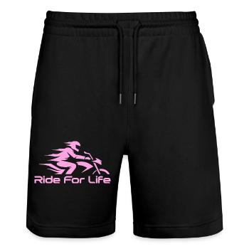 Motorrad Rose Fahrt fürs Leben - Stanley/Stella Unisex Bio Joggingshorts Trainer  - Schwarz - Vorne - Nik (191cm) & Marisol (170cm)