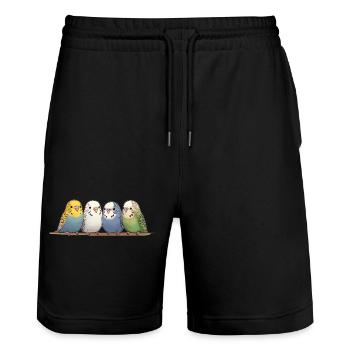 Perruches drôles - Short de jogging bio TRAINER Stanley/Stella unisexe - noir - Devant - Nik (191cm) & Marisol (170cm)