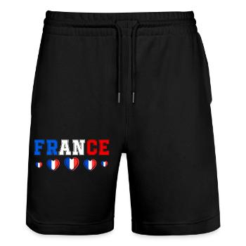 Drapeau France Cadeau Homme Femme France Cadeau - Short de jogging bio TRAINER Stanley/Stella unisexe - noir - Devant - Nik (191cm) & Marisol (170cm)