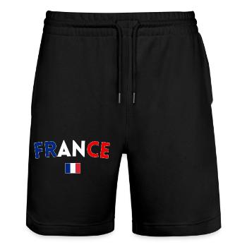 Drapeau France Cadeau Homme Femme France Cadeau - Short de jogging bio TRAINER Stanley/Stella unisexe - noir - Devant - Nik (191cm) & Marisol (170cm)