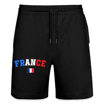 Drapeau France Cadeau Homme Femme France Cadeau - Short de jogging bio TRAINER Stanley/Stella unisexe - noir - Devant - Nik (191cm) & Marisol (170cm)