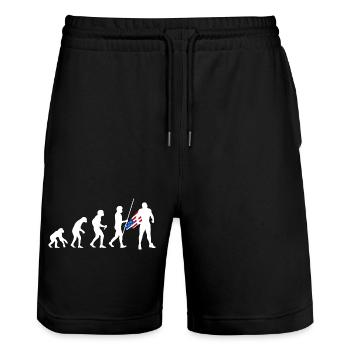 Évolution du super-héros américain USA Drapeau américain - Short de jogging bio TRAINER Stanley/Stella unisexe - noir - Devant - Nik (191cm) & Marisol (170cm)