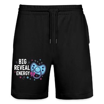 Geschlechterenthüllung Big Reveal Energy Babyparty-Team - Stanley/Stella Unisex Bio Joggingshorts Trainer  - Schwarz - Vorne - Nik (191cm) & Marisol (170cm)