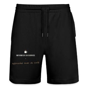 Infirmier en service Café - Short de jogging bio TRAINER Stanley/Stella unisexe - noir - Devant - Nik (191cm) & Marisol (170cm)