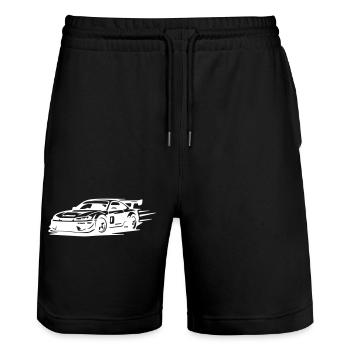 Car Racing Car - Stanley/Stella Trainer Unisex Organic Jogging Shorts - black - Front - Nik (191cm) & Marisol (170cm)