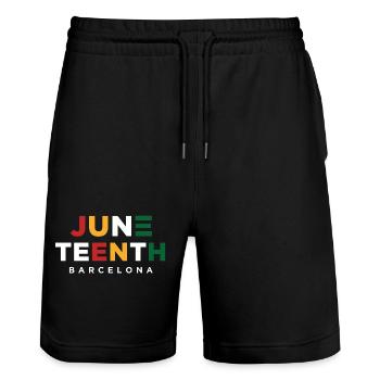 Bloc de couleurs de Juneteenth Barcelone - Short de jogging bio TRAINER Stanley/Stella unisexe - noir - Devant - Nik (191cm) & Marisol (170cm)