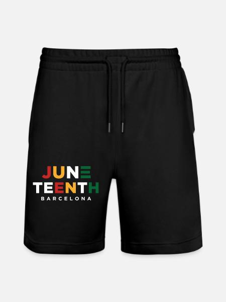 Juneteenth Barcelona Farbblock - Stanley/Stella Unisex Bio Joggingshorts Trainer  - Schwarz