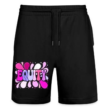 Multicolor Retro Pop Equality - Stanley/Stella Trainer Unisex Organic Jogging Shorts - black - Front - Nik (191cm) & Marisol (170cm)