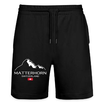 Switzerland Matterhorn Mountains Mountain - Stanley/Stella Trainer Unisex Organic Jogging Shorts - black - Front - Nik (191cm) & Marisol (170cm)