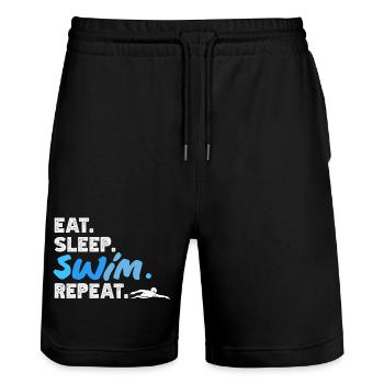 Lustige Schwimmer Sprüche & Schwimmverein Design - Stanley/Stella Unisex Bio Joggingshorts Trainer  - Schwarz - Vorne - Nik (191cm) & Marisol (170cm)