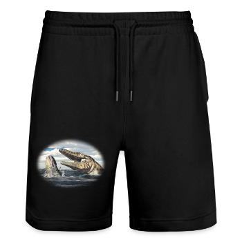 Prehistoric Tylosaurus on the hunt - Stanley/Stella Trainer Unisex Organic Jogging Shorts - black - Front - Nik (191cm) & Marisol (170cm)