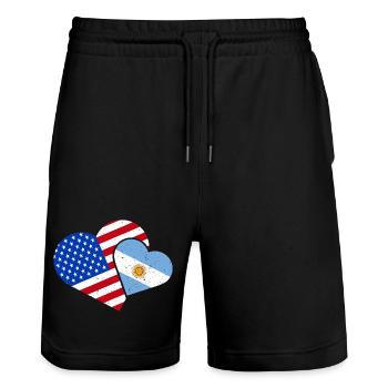 Argentinien Amerika Argentinisch Amerikanisch USA - Stanley/Stella Unisex Bio Joggingshorts Trainer  - Schwarz - Vorne - Nik (191cm) & Marisol (170cm)