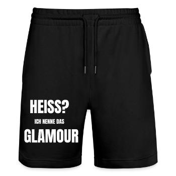 Heiss? Ich nenne das Glamour - Stanley/Stella Unisex Bio Joggingshorts Trainer  - Schwarz - Vorne - Nik (191cm) & Marisol (170cm)