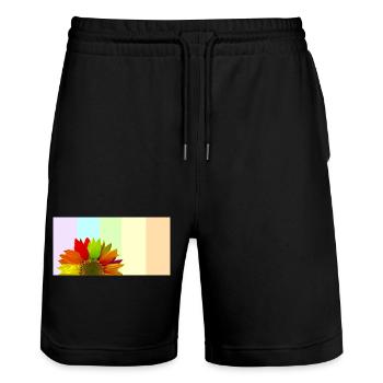 Colorful Rainbow Sunflower – Pastel Stripe Aesthet - Stanley/Stella Trainer Unisex Organic Jogging Shorts - black - Front - Nik (191cm) & Marisol (170cm)