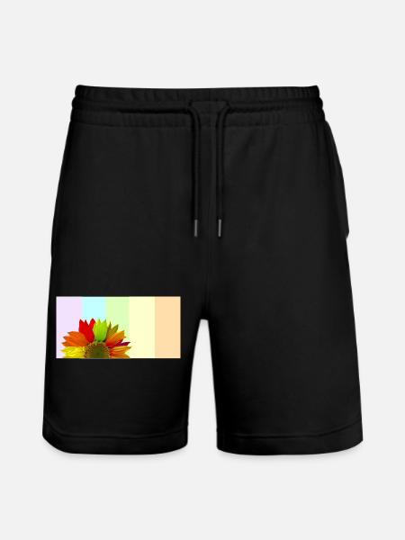 Bunte Regenbogen-Sonnenblume – Pastellstreifen-Aesthet - Stanley/Stella Unisex Bio Joggingshorts Trainer - Schwarz