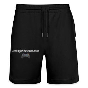 Gaming wie in den 90ern - Stanley/Stella Unisex Bio Joggingshorts Trainer  - Schwarz - Vorne - Nik (191cm) & Marisol (170cm)