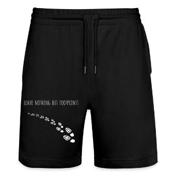 Footprint Path: Leave Traces - Stanley/Stella Trainer Unisex Organic Jogging Shorts - black - Front - Nik (191cm) & Marisol (170cm)