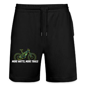 Plus de Watts Plus de Sentiers Chemise E-Bike - Short de jogging bio TRAINER Stanley/Stella unisexe - noir - Devant - Nik (191cm) & Marisol (170cm)