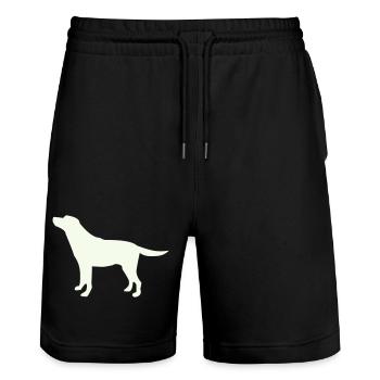 Running Dog Silhouette - Stanley/Stella Trainer Unisex Organic Jogging Shorts - black - Front - Nik (191cm) & Marisol (170cm)
