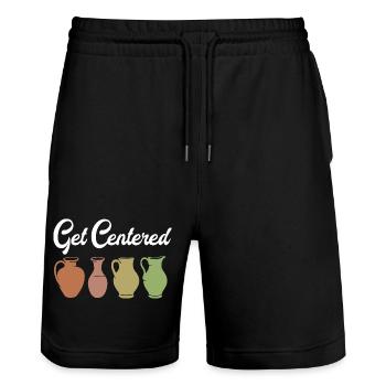 pottery - Stanley/Stella Trainer Unisex Organic Jogging Shorts - black - Front - Nik (191cm) & Marisol (170cm)