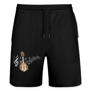 Mandoline Noten Bluegrass Country Musik - Stanley/Stella Unisex Bio Joggingshorts Trainer  - Schwarz - Vorne - Nik (191cm) & Marisol (170cm)