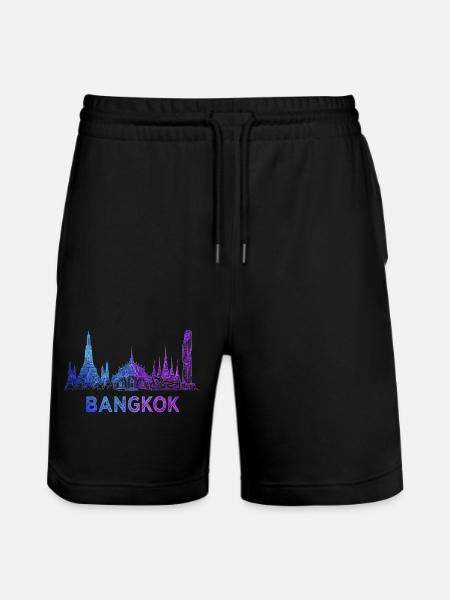 Bangkok Skyline - Stanley/Stella Unisex Bio Joggingshorts Trainer  - Schwarz