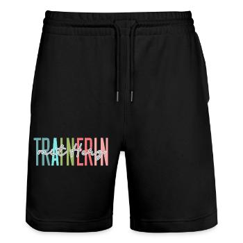 Trainerin mit Herz Geschenk - Stanley/Stella Unisex Bio Joggingshorts Trainer  - Schwarz - Vorne - Nik (191cm) & Marisol (170cm)