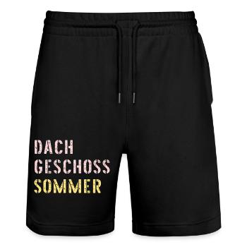 Dachgeschoss Sommer Hitze - Stanley/Stella Unisex Bio Joggingshorts Trainer  - Schwarz - Vorne - Nik (191cm) & Marisol (170cm)