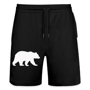 Bär Silhouette - Stanley/Stella Unisex Bio Joggingshorts Trainer  - Schwarz - Vorne - Nik (191cm) & Marisol (170cm)