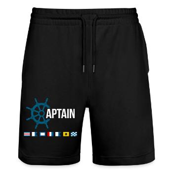 Motif des drapeaux de signalisation du volant maritime du capitaine - Short de jogging bio TRAINER Stanley/Stella unisexe - noir - Devant - Nik (191cm) & Marisol (170cm)