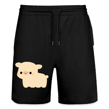 Charolais Cow - Stanley/Stella Trainer Unisex Organic Jogging Shorts - black - Front - Nik (191cm) & Marisol (170cm)