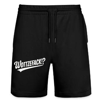 Wottzefack Humor Spruch Lustig Witzig Geschenkidee - Stanley/Stella Unisex Bio Joggingshorts Trainer  - Schwarz - Vorne - Nik (191cm) & Marisol (170cm)