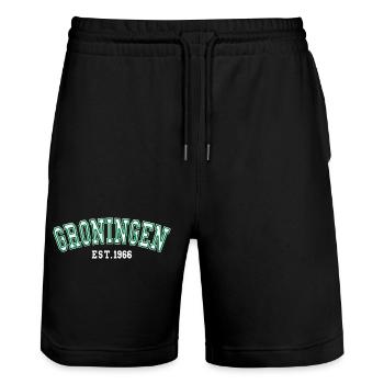 Groningen gegründet 1966 - Stanley/Stella Unisex Bio Joggingshorts Trainer  - Schwarz - Vorne - Nik (191cm) & Marisol (170cm)