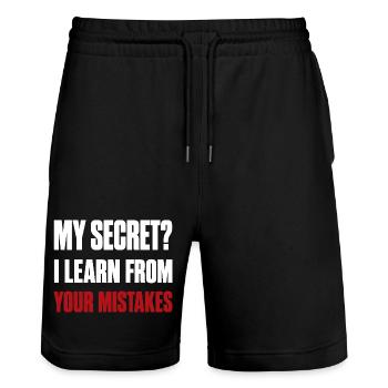 Mein Geheimnis? Ich lerne aus deinen Fehlern – lustiges Zitat - Stanley/Stella Unisex Bio Joggingshorts Trainer  - Schwarz - Vorne - Nik (191cm) & Marisol (170cm)