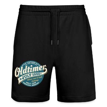Oldtimer July 1996 | Birthday Gift - Stanley/Stella Trainer Unisex Organic Jogging Shorts - black - Front - Nik (191cm) & Marisol (170cm)