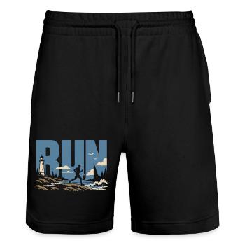Trailrunning - Stanley/Stella Unisex Bio Joggingshorts Trainer  - Schwarz - Vorne - Nik (191cm) & Marisol (170cm)