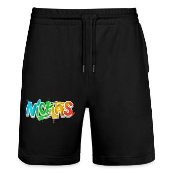 Nicklas - Short de jogging bio TRAINER Stanley/Stella unisexe - noir - Devant - Nik (191cm) & Marisol (170cm)