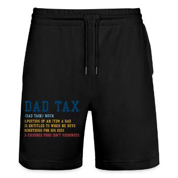 Taxe Papa : T-shirt Blague du Budget Familial - Short de jogging bio TRAINER Stanley/Stella unisexe - noir - Devant - Nik (191cm) & Marisol (170cm)