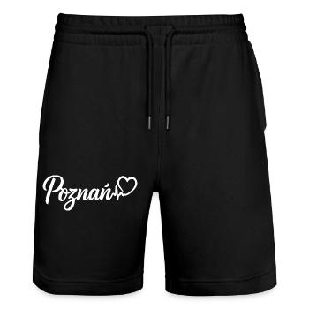 Poznań Herzschlag Polen - Stanley/Stella Unisex Bio Joggingshorts Trainer  - Schwarz - Vorne - Nik (191cm) & Marisol (170cm)