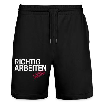 Ist Auch Keine Loesung Stempel Shirt - Stanley/Stella Unisex Bio Joggingshorts Trainer  - Schwarz - Vorne - Nik (191cm) & Marisol (170cm)
