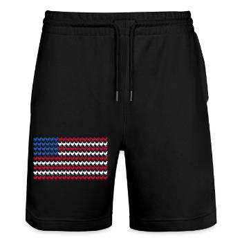 Patriotic Farmer Rooster Flock Poultry USA Pride C - Stanley/Stella Unisex Bio Joggingshorts Trainer  - Schwarz - Vorne - Nik (191cm) & Marisol (170cm)