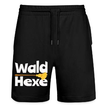 Wald Hexe Besen Natur Hexerei Fantasy Design - Stanley/Stella Unisex Bio Joggingshorts Trainer  - Schwarz - Vorne - Nik (191cm) & Marisol (170cm)