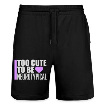Too Cute To Be Neurotypical Lustig Autismus Logo - Stanley/Stella Unisex Bio Joggingshorts Trainer  - Schwarz - Vorne - Nik (191cm) & Marisol (170cm)