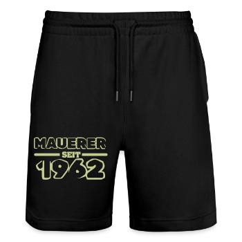 Maurermeister 1962 - Stanley/Stella Unisex Bio Joggingshorts Trainer  - Schwarz - Vorne - Nik (191cm) & Marisol (170cm)