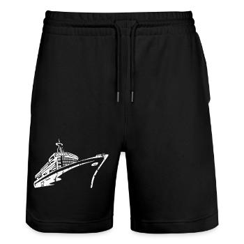 Kreuzfahrtschiff Silhouette Typografie - Stanley/Stella Unisex Bio Joggingshorts Trainer  - Schwarz - Vorne - Nik (191cm) & Marisol (170cm)