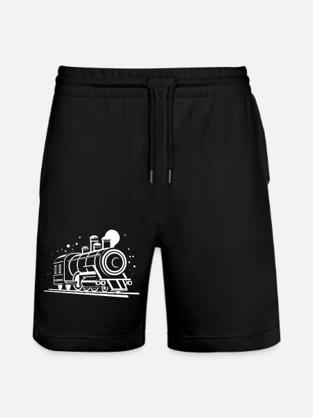 Locomotive Sketch - Stanley/Stella Trainer Unisex Organic Jogging Shorts - black